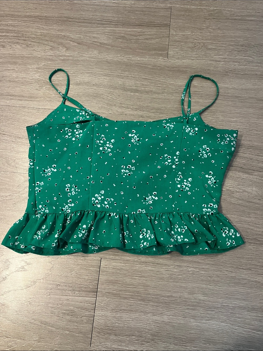 TOPSHOP Green Floral Ruffle Cami - Picture 2 of 3